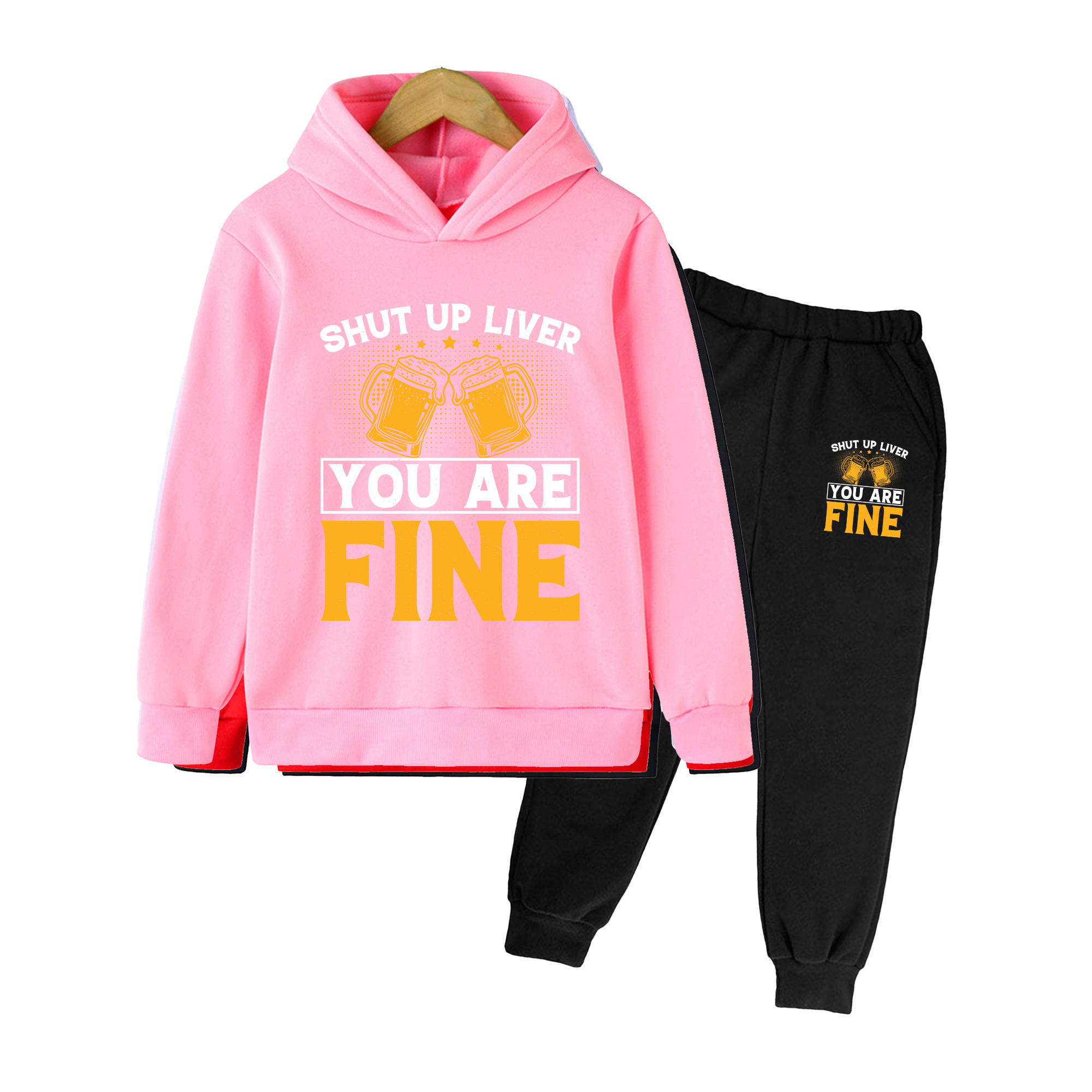 Yellow Winter Clothing - Çocuklar için Kapüşonlu Üst ve Eşofman