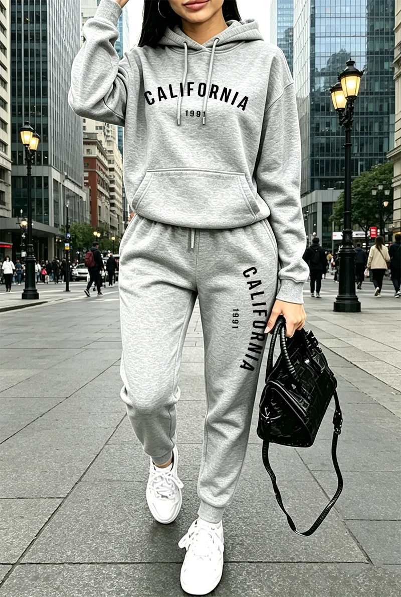 Winter Clothing Hoodie - Çok Satan Kadın Eşofman Takımı Baskılı