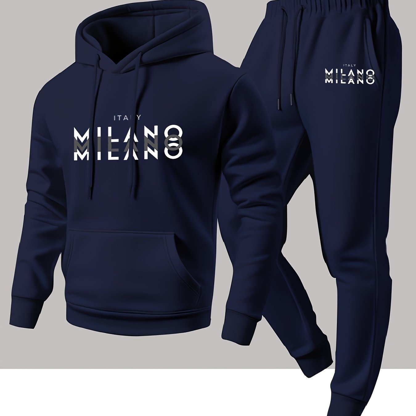Winter Clothing Hoodie - Trendy Erkek İtalyan Milan Harf Desenli