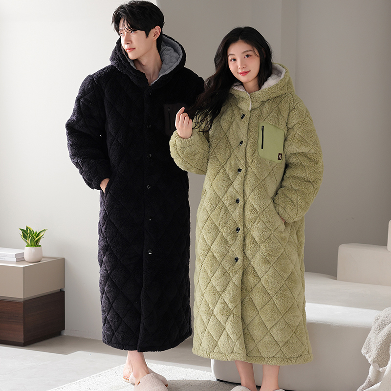Winter Clothing Layers - Kış Çift Robe Kapşonlu Pijama Takımı