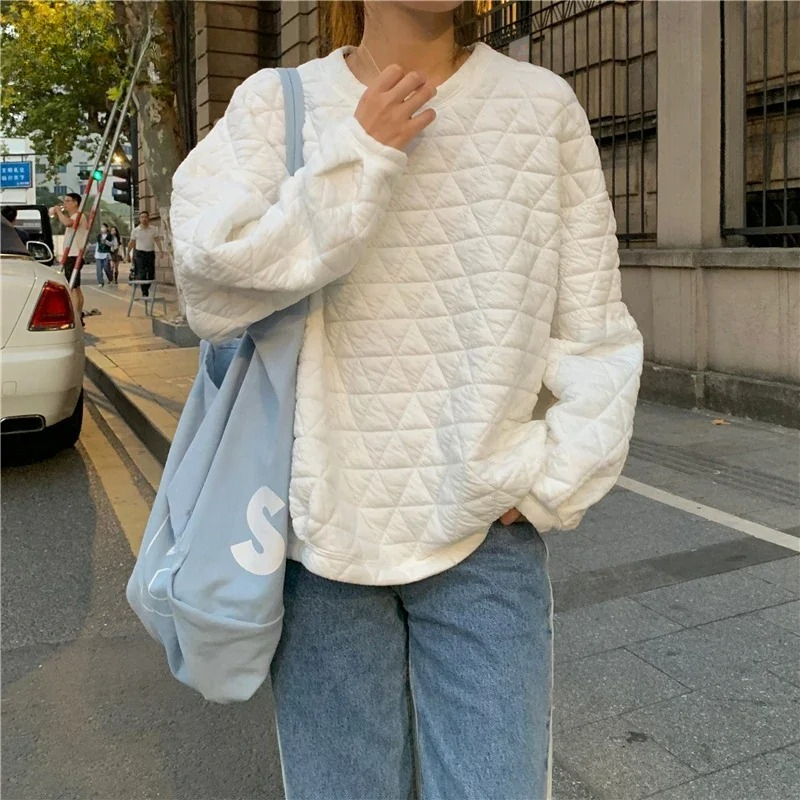 Yellow Winter Clothing - Gevşek Kazak Kadın Kış Beyaz Rahat